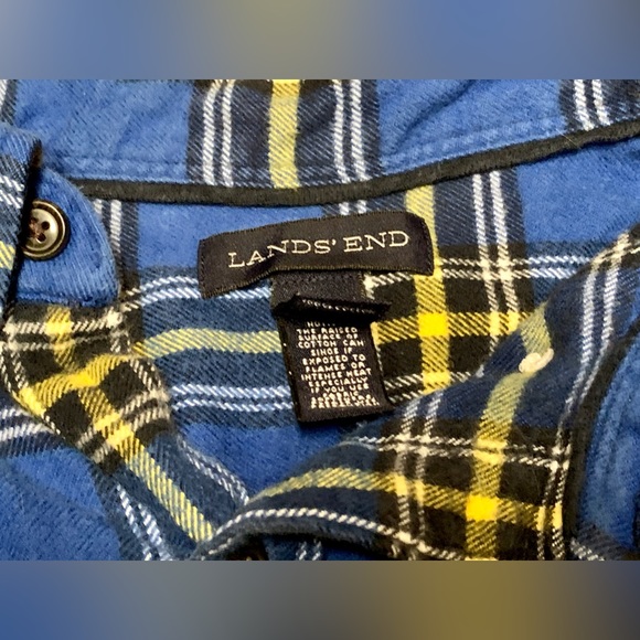 Men's XL Tall 100% Cotton LANDS' END Plaid Flannel Button Down Shirt - Picture 13 of 15